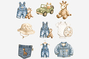 Safari Baby Denim Clipart Bundle, a Seasonal Illustration by Tanya Kart (Thumbnail 2 of 5)