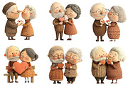 Whimsical Old Couple Valentine Day, an Illustration by CraftArtStudio (Thumbnail 2 of 6)