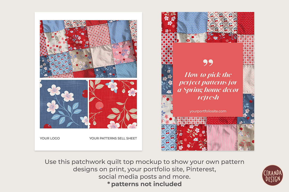Patchwork Quilt Top Mockup, a Household Mockup by Ciranda Design (Photo 10 of 10)
