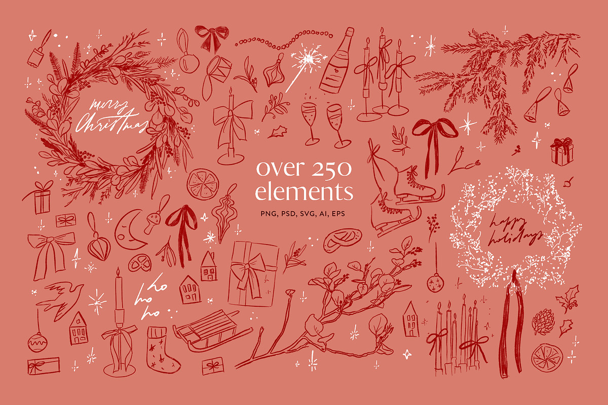 Christmas Illustrations + Lettering, a Seasonal Illustration by eclosque (Photo 2 of 34)