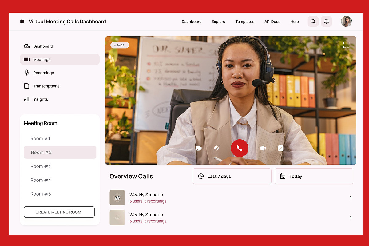 Virtual Meeting Calls Dashboard, an UI Kit Template by nagaredesignstudio