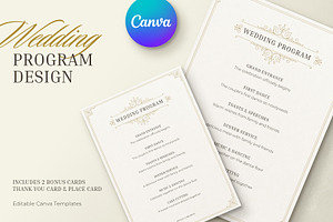 Vintage Wedding Program Template, a Stationery Template by Vasya Kobelev