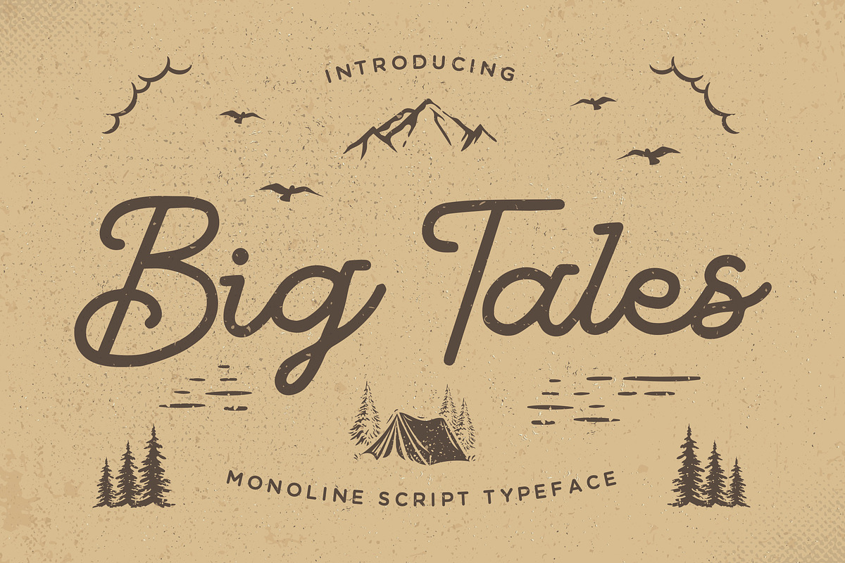 Big Tales - Monoline Script Typeface, a Font by Typefactoryco (Photo 1 of 9)