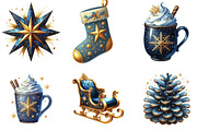 Blue and Gold Christmas Clipart, an Illustration by DreamArtGraphic (Thumbnail 3 of 5)