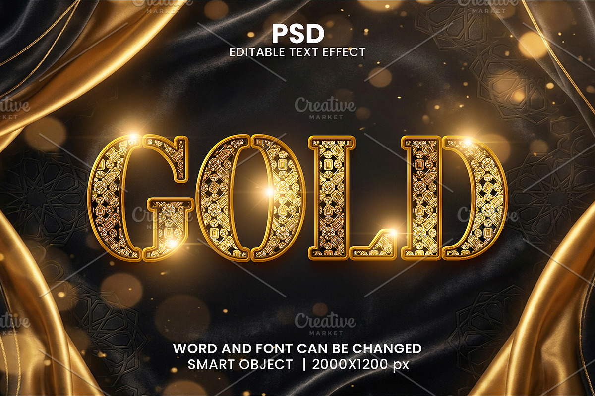 Gold Luxury 3D Text Effect PSD, a Layer Style Add-On by bdrobin (Photo 1 of 2)