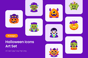 75 Halloween Flat Icons, an Emoji Icon by Prosymbols