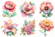Watercolor Flower Clipart, an Illustration by Black Bird Studio (Thumbnail 3 of 5)