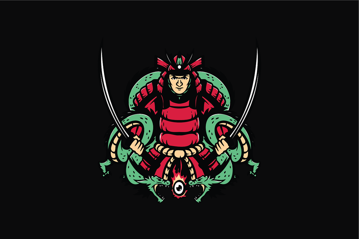 Samurai with Snakes, an Object Illustration by nomlimo.com (Photo 1 of 3)
