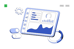 Data dashboard with charts and graph