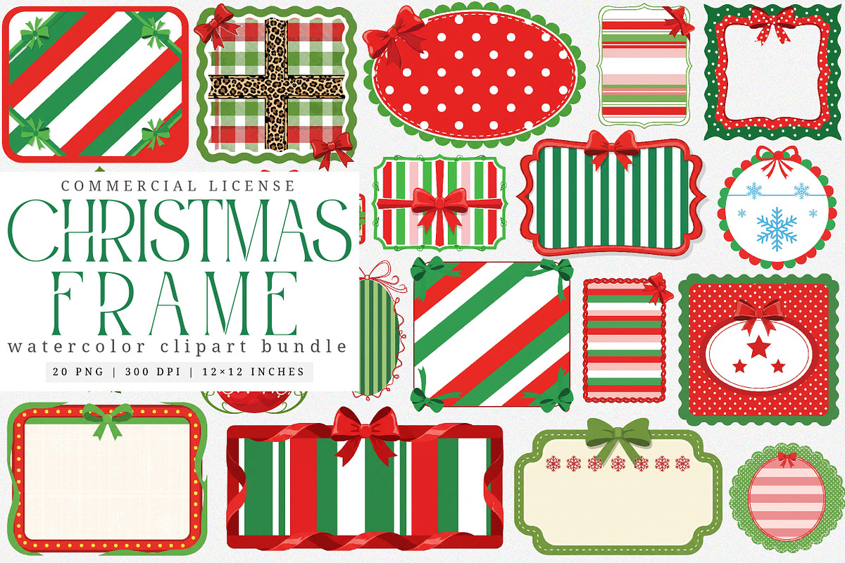 Coquette Christmas Frame Border PNG, an Illustration by SinaCreation (Photo 1 of 7)