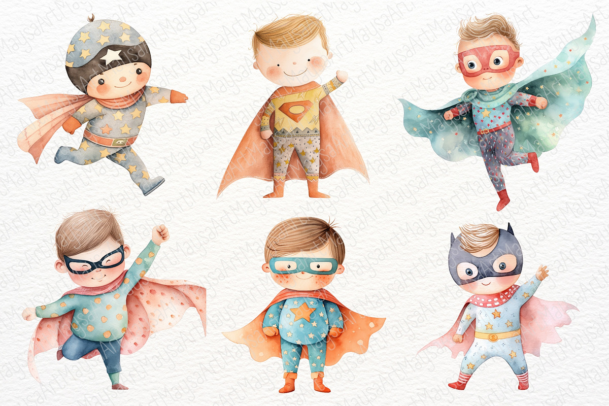 Superhero Boy Watercolor Sublimation, an Illustration by Maysa Art (Photo 2 of 6)