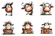 funny peeking valentine cow clipart, an Illustration by CreationArt (Thumbnail 6 of 7)