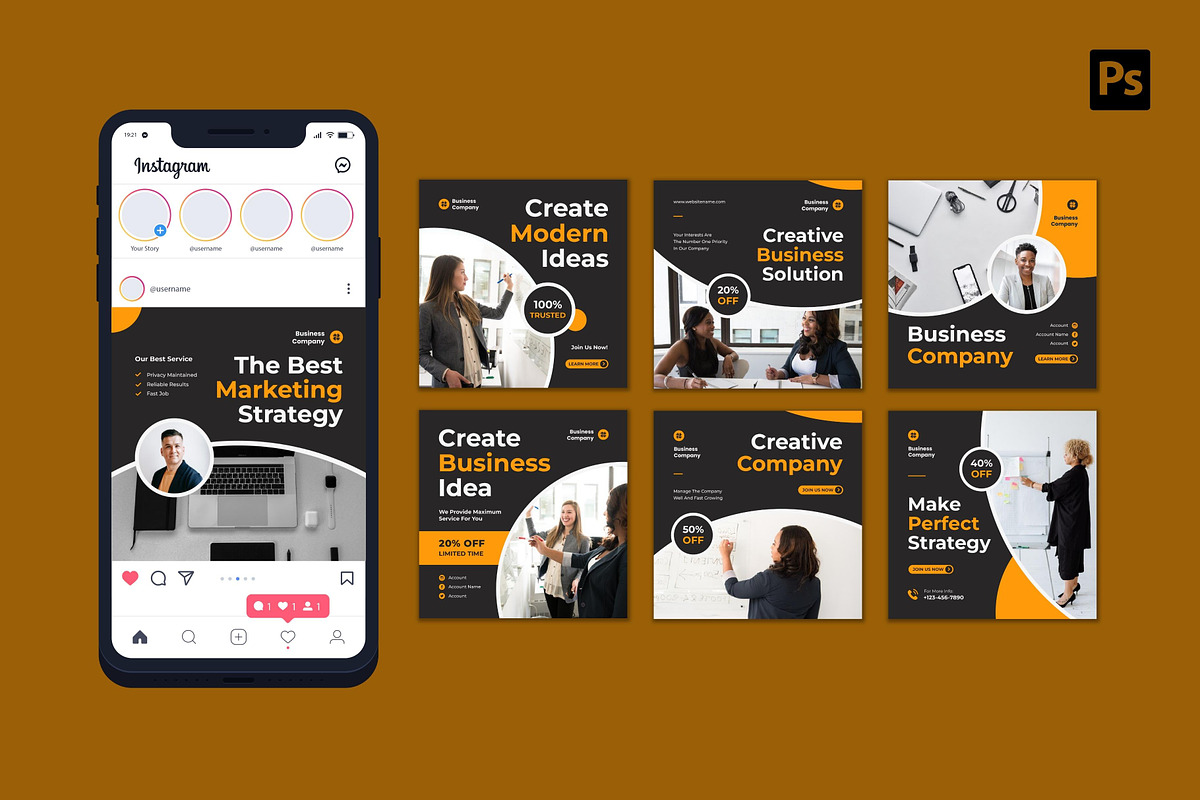 Creative Business Instagram Post, a Social Media Template by CavenArt (Photo 3 of 5)