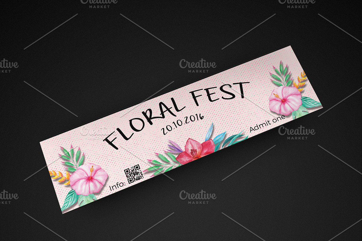 Floral festival event ticket, an Invitation Template by Konakchiev (Photo 3 of 3)