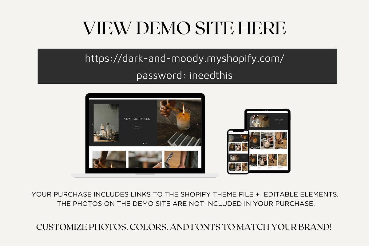 Shopify Template | Dark and Moody, a Templates & Theme by Easy Website Themes (Photo 4 of 6)
