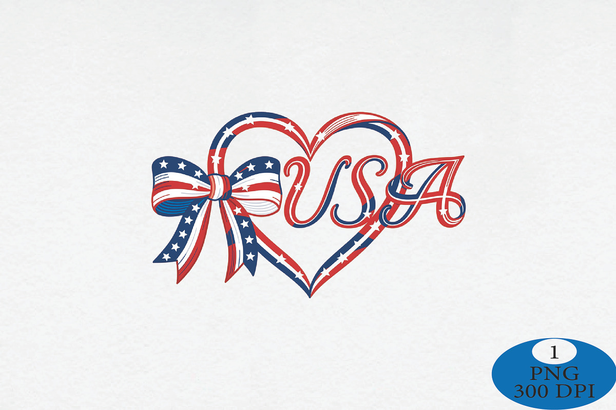 Patriotic Heart USA PNG, a Seasonal Illustration by Daily.Designs (Photo 1 of 5)