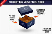 Open Gift Box With Tissue Paper PSD, a Product Mockup by Bruno's Shop (Thumbnail 1 of 3)