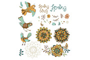 Natural floral backgrounds with bird, an Illustration by JaneLane (Thumbnail 5 of 5)