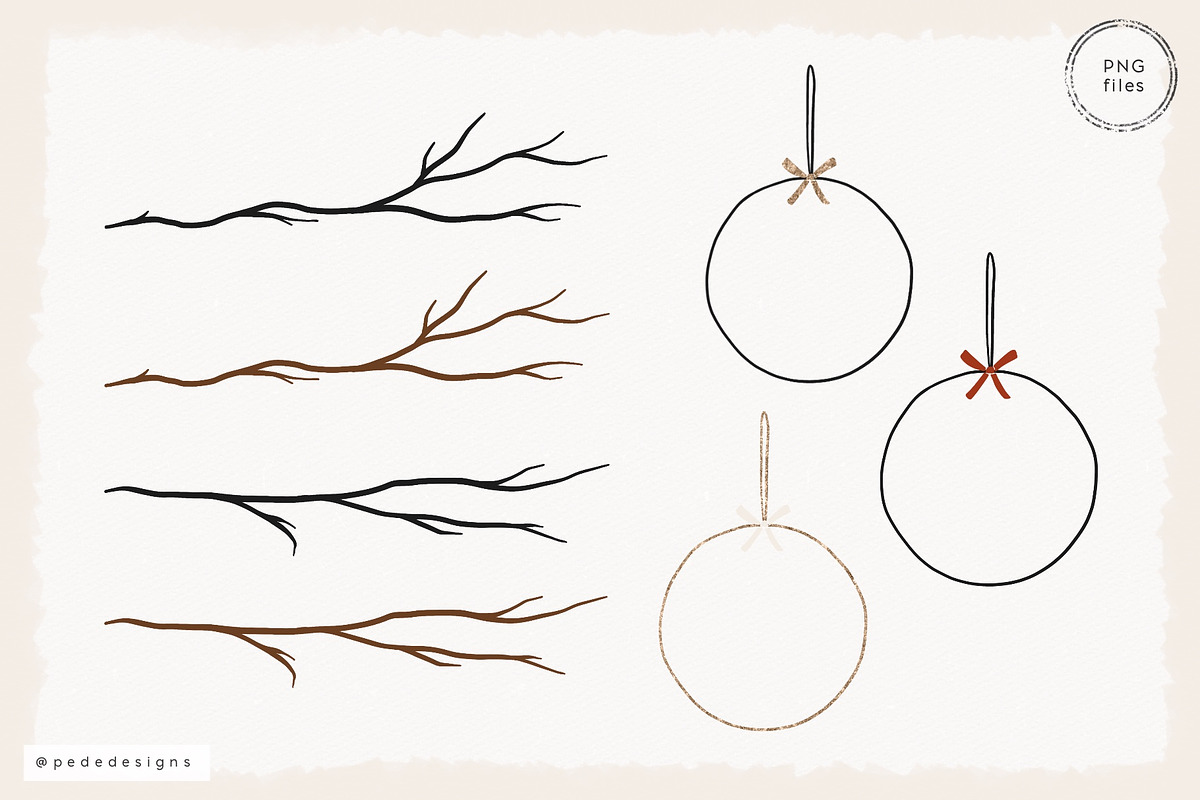 Christmas Balls I Clip Art, a Decorative Illustration by PeDe Designs (Photo 4 of 5)