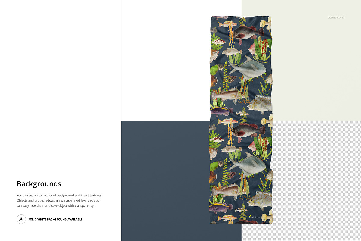 41x142cm Silk Scarf Mockup Set, a Mask Mockup by creatsy5 (Photo 6 of 8)