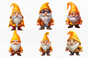 Orange Gnome Clipart Bundle