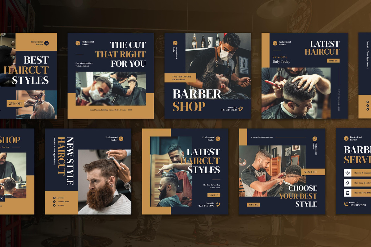 Barbershop Instagram Post, a Social Media Template by CavenArt (Photo 5 of 5)