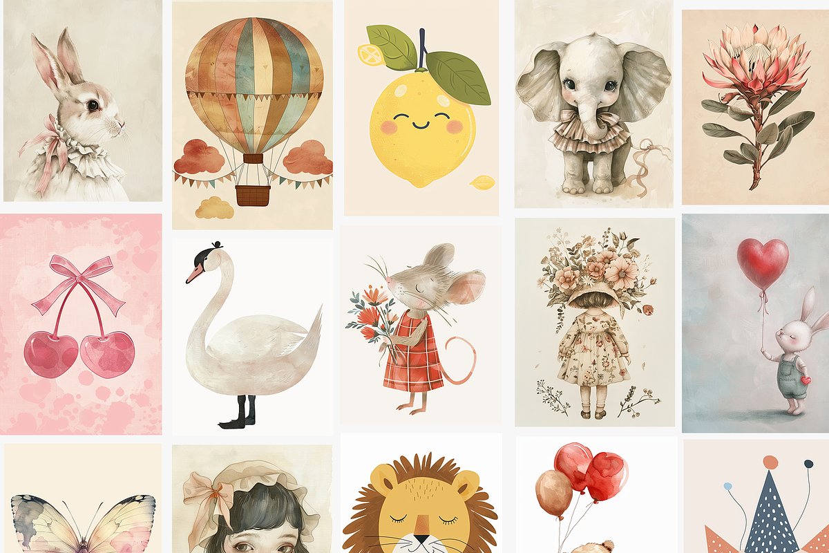 Kids Room Vintage Nursery Prints, a Background Graphic by Kristina&Co (Photo 2 of 10)
