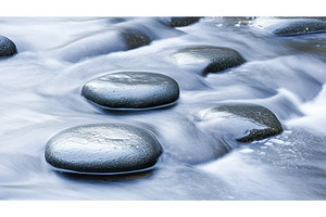 Tranquil River Flowing Around Smooth, a Nature Photo by Lermont51