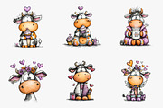 Whimsical Valentine Cow Clipart, an Illustration by CreationArt (Thumbnail 3 of 6)