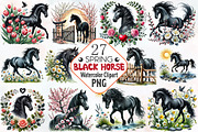 Spring black horse clipart, an Illustration by RobertsArt (Thumbnail 1 of 7)