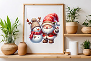 Christmas Santa With Snowman Clipart, a Seasonal Illustration by Craft Nest (Thumbnail 4 of 5)