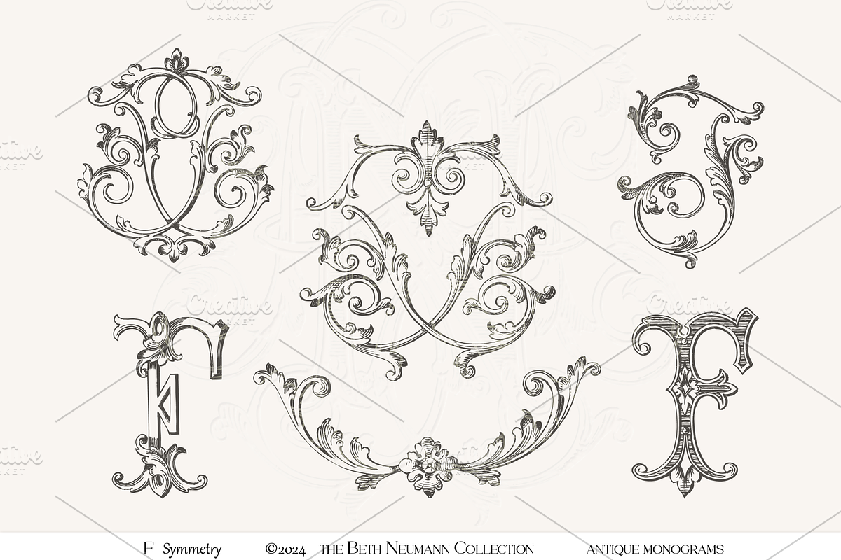 Antique Vintage Monogram Initial F, an Object Graphic by Antique Monograms (Photo 1 of 4)