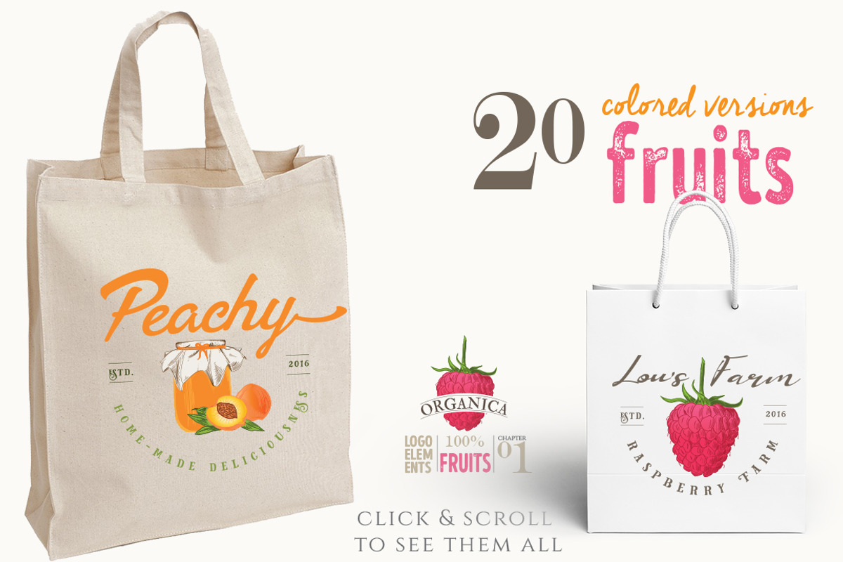 ORGANIC LOGO ELEMENTS – FRUITS, an Illustration by Friendly Label (Photo 3 of 5)