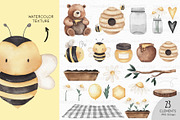 Bear and Bees watercolor clipart, an Animal Illustration by Estudio 812 (Thumbnail 3 of 7)