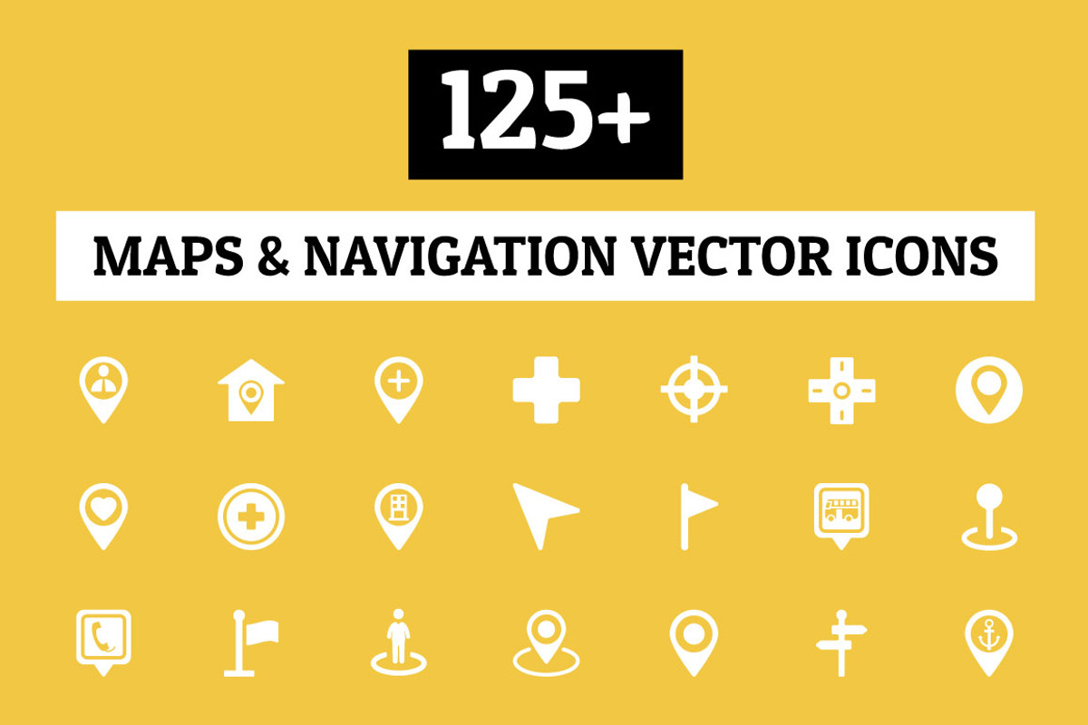 125+ Maps and Navigation Vector Icon, a Solid Icon by Creative Stall (Photo 1 of 4)