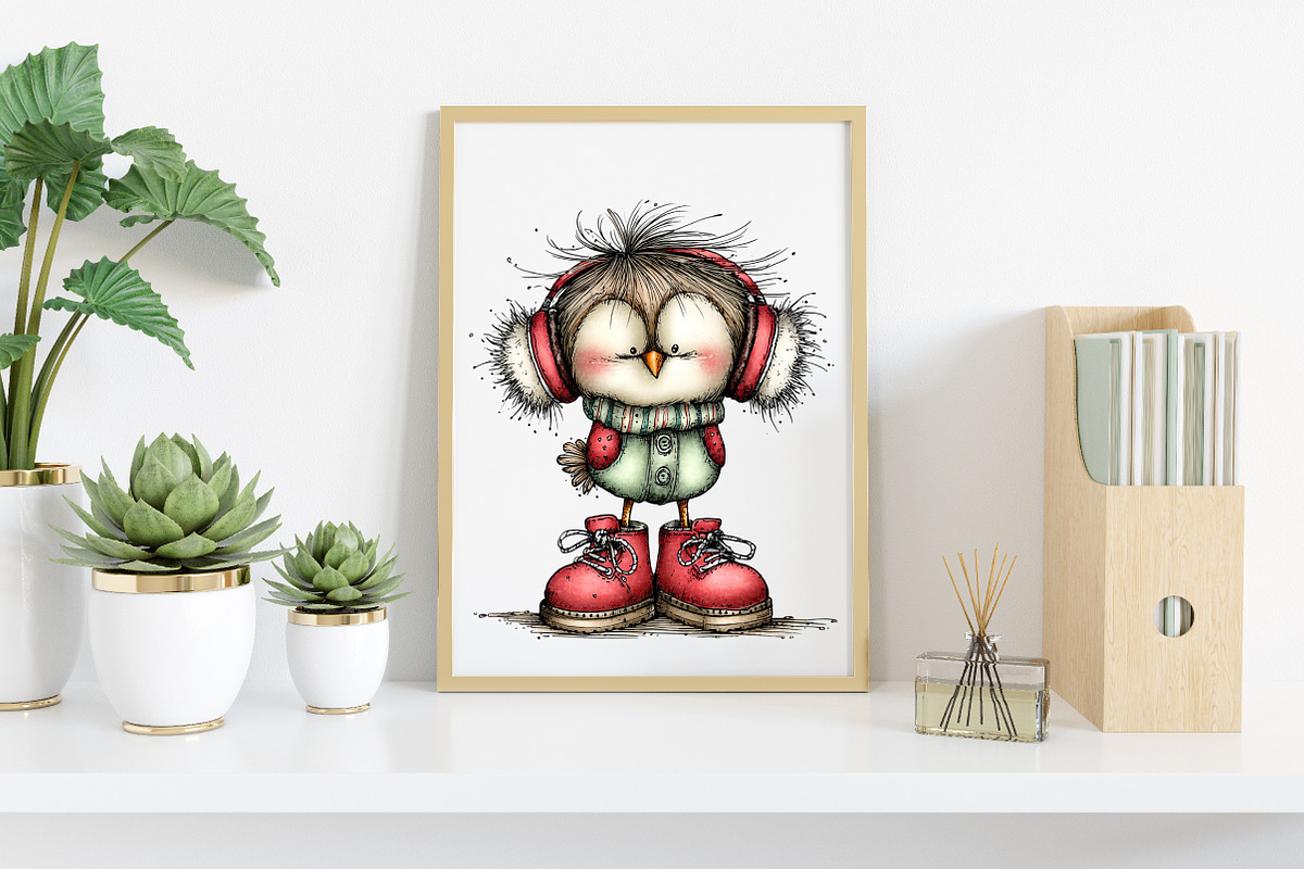Whimsical Fluffy Christmas Birds, an Illustration by Canvas Craft (Photo 4 of 5)