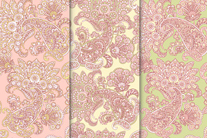 3 Floral paisley fabric patterns