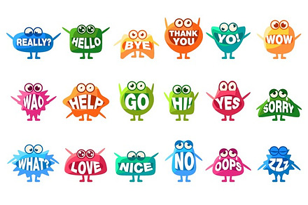 Monster With Words In Mouth For Teeth Set, an Illustration by TopVectors