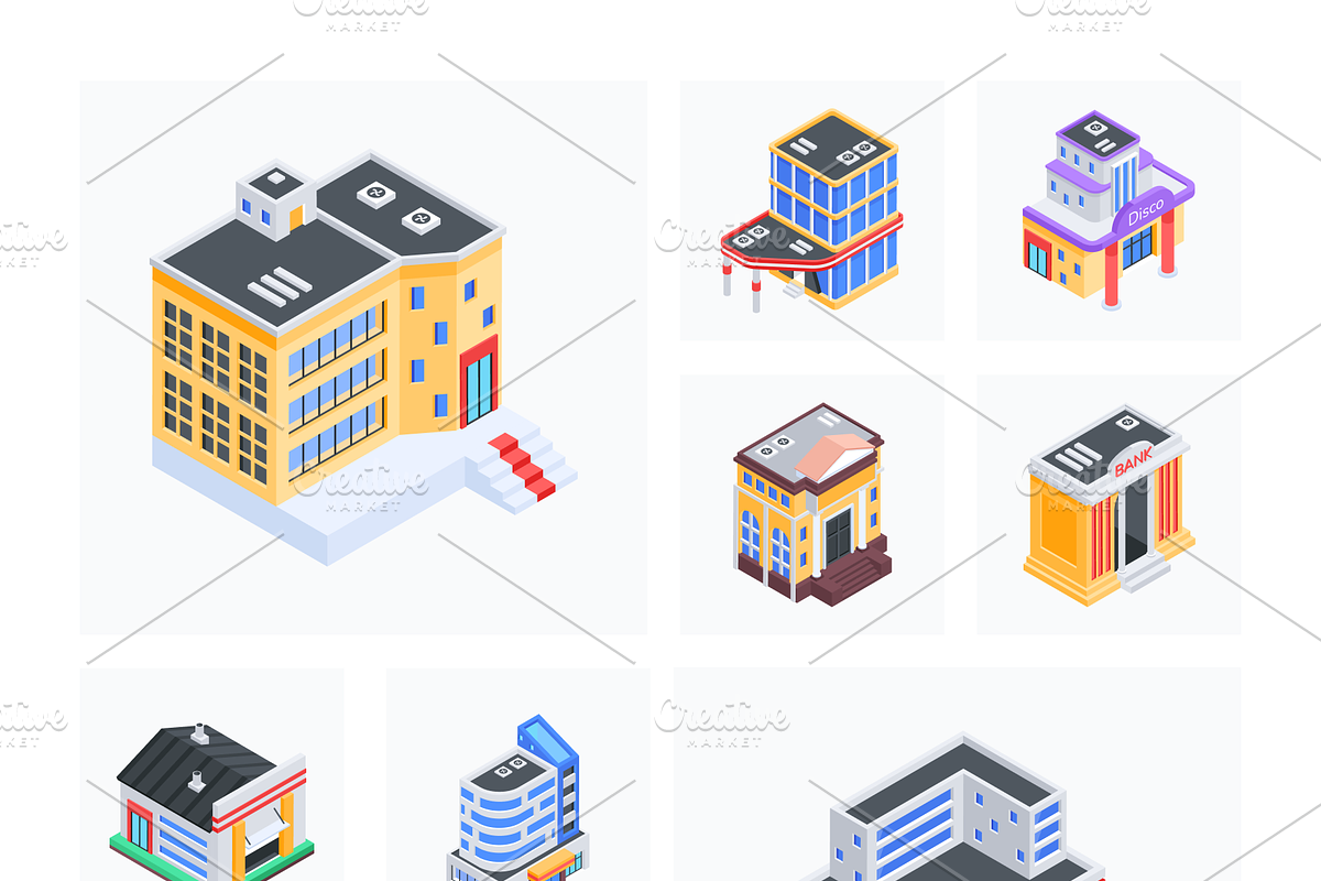 Urban Store Buildings Isometric Icon, a Duotone Icon by Vectors Market (Photo 7 of 10)