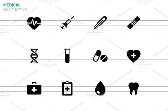 Medical Icons On White