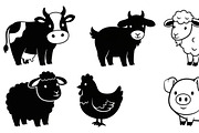 Cute Farm Animal Silhouette Bundle, an Illustration by hafijul (Thumbnail 17 of 51)