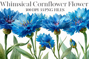 Whimsical cornflower Flower Clipar, an Illustration by Designworld (Thumbnail 1 of 7)