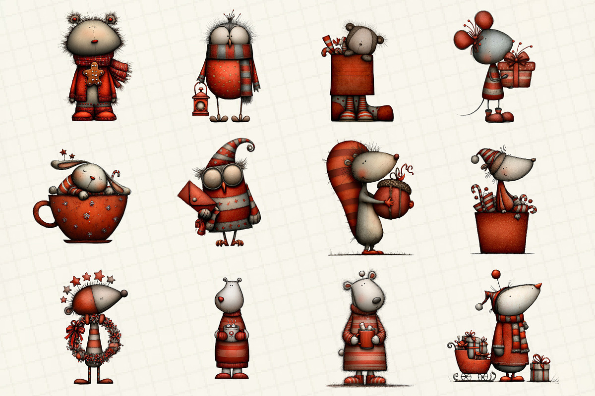 Whimsical Christmas Clipart, an Illustration by DreamCafeArt (Photo 3 of 6)