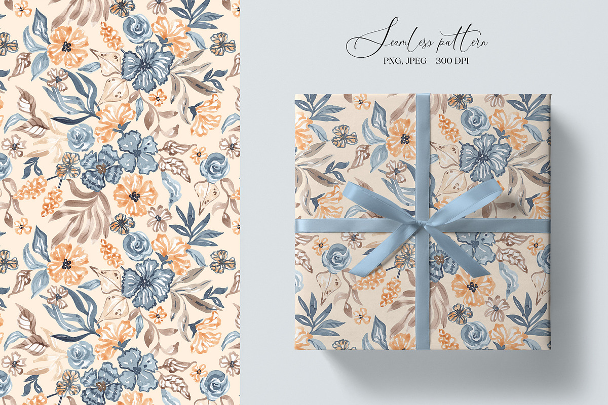 Watercolor Summer Garden Blooms, a Pattern Graphic by SirenaArt (Photo 9 of 13)