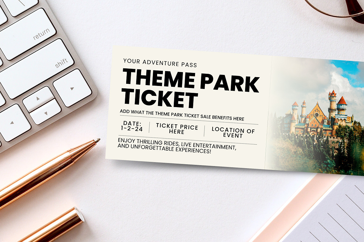 Theme Park Trip Ticket Template, a Card Template by Snapybiz (Photo 10 of 10)
