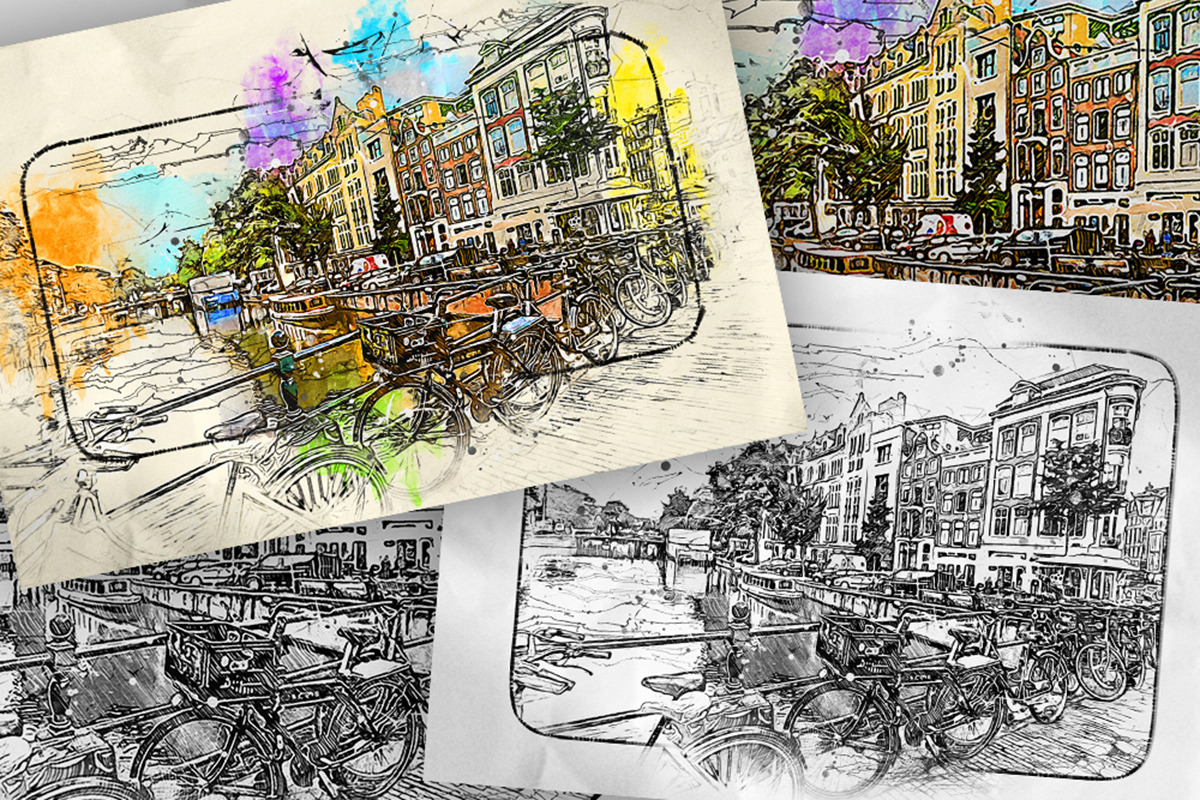 Pen Watercolor Photoshop Action, an Action Add-On by GorynArt (Photo 10 of 23)