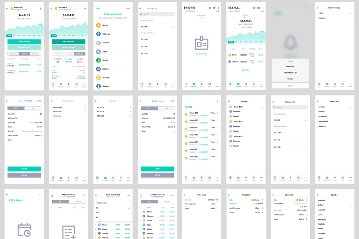 CaCoin - Crypto Market App Design UI, an App Template by Capi Product