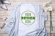 T-shirt mockup with gray cardigan, a Print Template by TasiPas (Thumbnail 2 of 4)