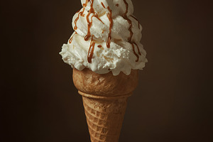 Vanilla Ice Cream Cone with Caramel