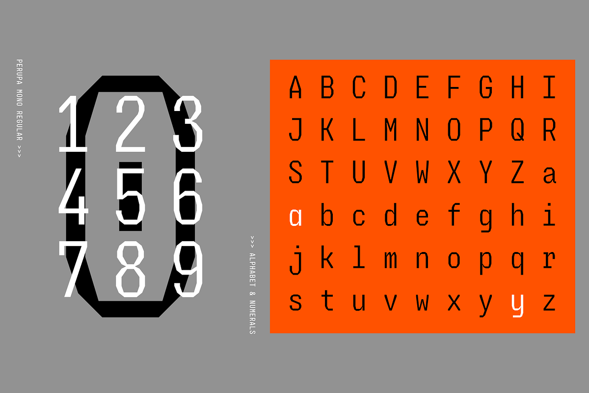 Perupa Mono | Polygonal Monospace, a Sans Serif Font by Wahyu & Sani Co. (Photo 4 of 14)